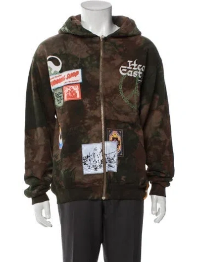 Pre-owned Camp High Printed Crew Neck Hoodie In Brown