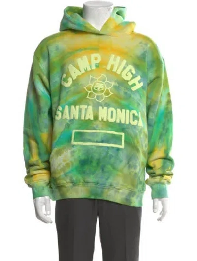 Pre-owned Camp High Tie-dye Print Crew Neck Hoodie In Green