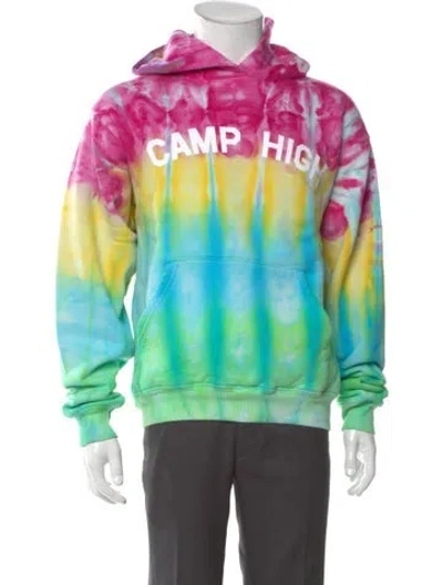 Pre-owned Camp High Tie-dye Print Crew Neck Hoodie In Pink