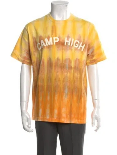 Pre-owned Camp High Tie-dye Print Crew Neck T-shirt In Yellow