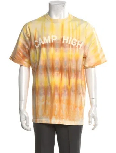 Pre-owned Camp High Tie-dye Print Crew Neck T-shirt In Yellow