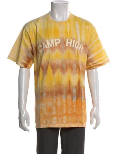 Pre-owned Camp High Tie-dye Print Crew Neck T-shirt In Yellow