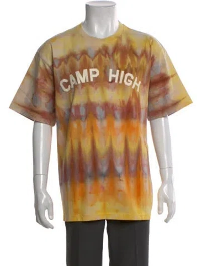Pre-owned Camp High Tie-dye Print Crew Neck T-shirt In Yellow