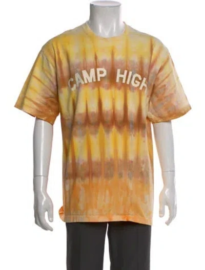 Pre-owned Camp High Tie-dye Print Crew Neck T-shirt In Yellow