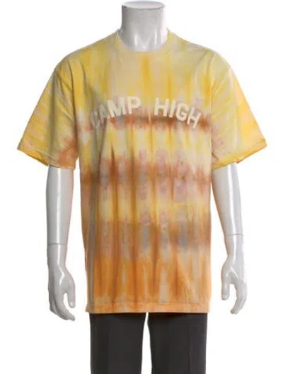Pre-owned Camp High Tie-dye Print Crew Neck T-shirt In Yellow