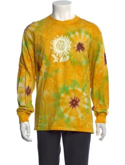 Pre-owned Camp High Tie-dye Print Crew Neck T-shirt In Yellow