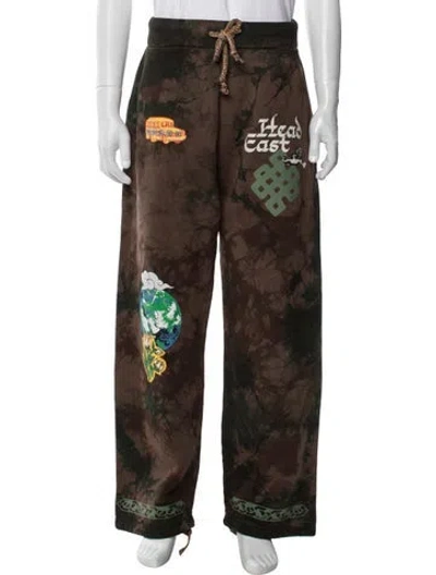 Pre-owned Camp High Tie-dye Print Moto Pants In Brown