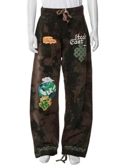 Pre-owned Camp High Tie-dye Print Moto Pants In Green