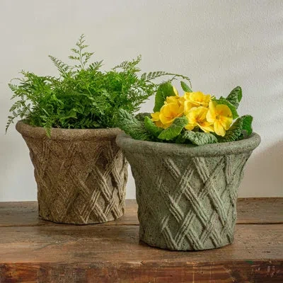 Campania International Antique Lattice Cast Stone Concrete Pot Planter In Brownstone