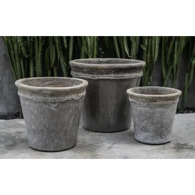 Campania International Baia 3-piece Pot Planter Set In Gray