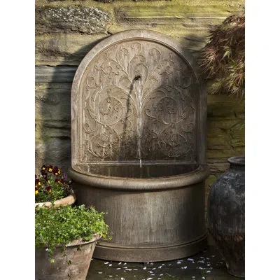 Campania International Corsini Garden Terrace Concrete Wall Fountain In Pietra Vecchia