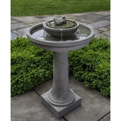 Campania International Dolce Nido Concrete Fountain In Aged Limestone