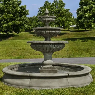 Campania International Estate Concrete Longvue Fountain In Pietra Vecchia