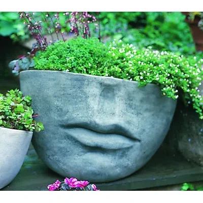 Campania International Faccia Cast Stone Statue Planter In Brownstone
