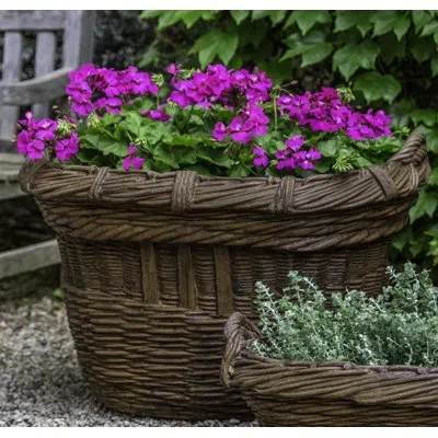 Campania International Grape Basket Cast Stone Pot Planter In Gray Stone