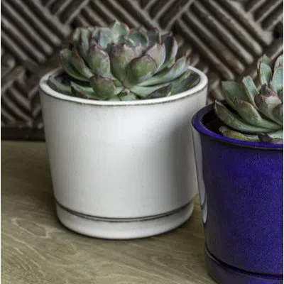 Campania International I/o Series 6-piece Glazed Terra Cotta Pot Planter Set In White