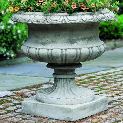 Campania International Lanciano Cast Stone Urn Planter In Aged Limestone