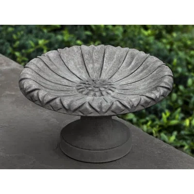 Campania International Lotus Birdbath, Small In Graystone
