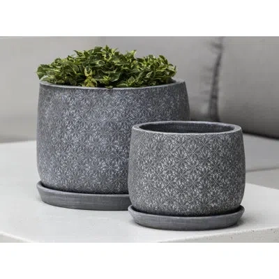 Campania International Marguerite 8 - Piece Terracotta Pot Planter Set In Etched Gray