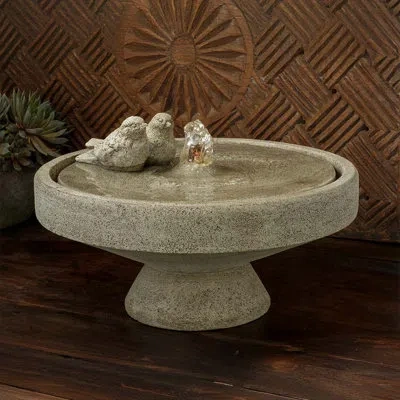 Campania International M-series Gimlet Fountain With Birds In Grey