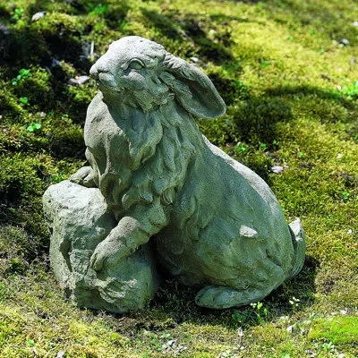 Campania International Rabbit On A Rock Statue In Brownstone