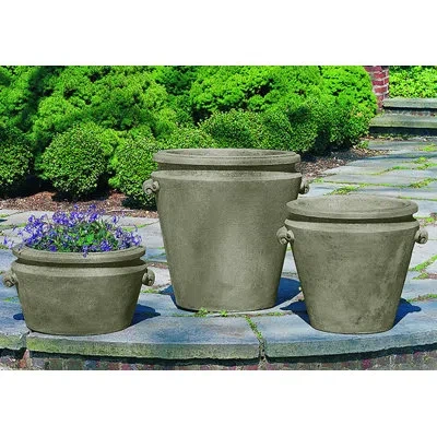 Campania International Scroll Handle Cast Stone Pot Planter In Copper Bronze