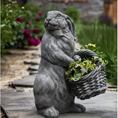 Campania International Spring Hare Statue In Aged Limestone