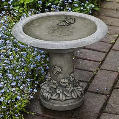 Campania International Spring Meadow Birdbath In Travertine