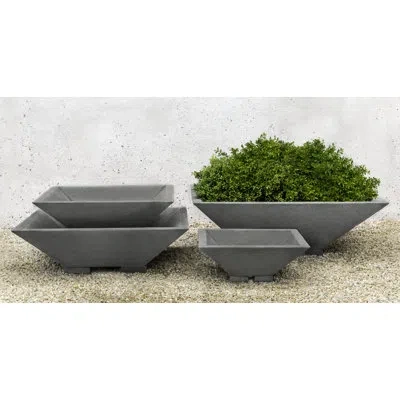Campania International Square Zen Bowl Cast Stone Pot Planter In Verde