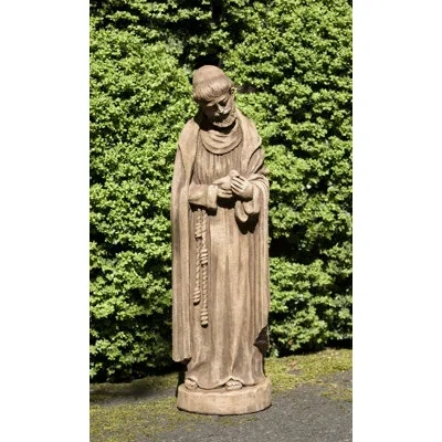 Campania International St Francis With Baby Bird Statue In Brownstone