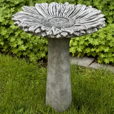 Campania International Sunflower Birdbath In Travertine