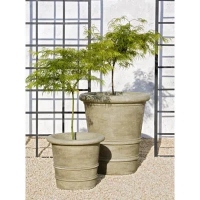Campania International Urbino Cast Stone Pot Planter In Aged Limestone