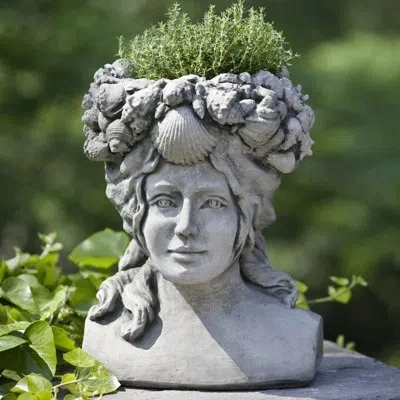 Campania International Williamsburg Cast Stone Statue Planter In Aged Limestone