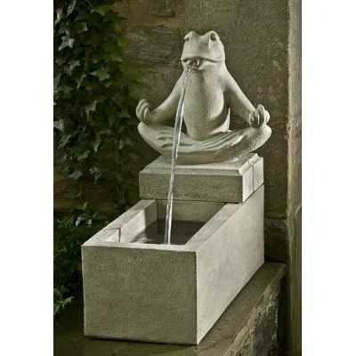 Campania International Zen Concrete Plinth Fountain In Aged Limestone