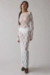 Campbell & Kramer X Remade By Uo Demeter Sheer Lace Boatneck Maxi Dress In White, Women's At Urban O In White