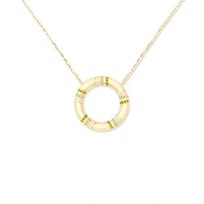 Campbell + Charlotte Crew Large Circle Pendant Necklace In Gold