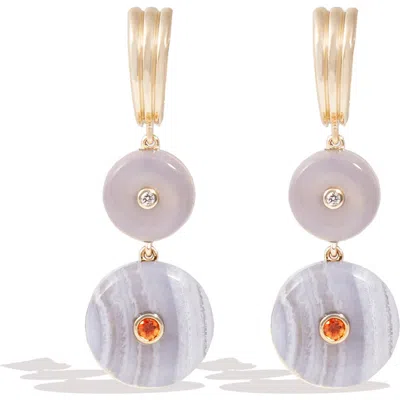 Campbell + Charlotte Evolve Stone Inlay Chandelier Earring In Multi