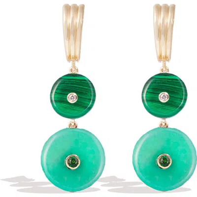 Campbell + Charlotte Evolve Stone Inlay Chandelier Earring In Red