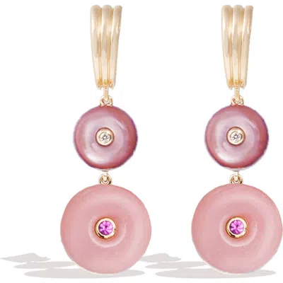 Campbell + Charlotte Evolve Stone Inlay Chandelier Earring In Pink