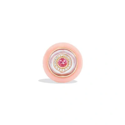 Campbell + Charlotte Evolve Stone Inlay Cocktail Ring In Pink
