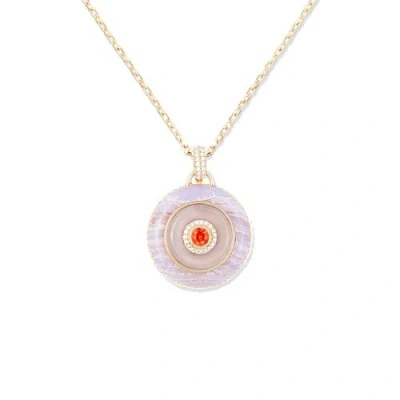 Campbell + Charlotte Evolve Stone Inlay Disk Pendant Necklace In Gold