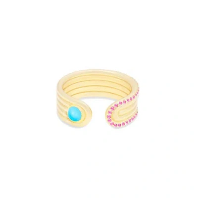 Campbell + Charlotte Found Cabochon Open Ring In Gold