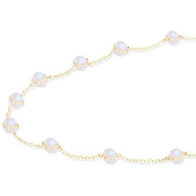Campbell + Charlotte Found Cabochon Station Necklace In Gold