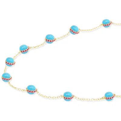 Campbell + Charlotte Found Cabochon Station Necklace In Multi