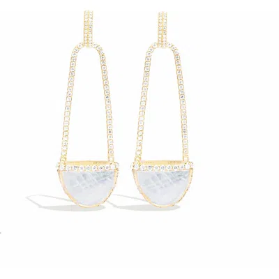 Campbell + Charlotte Found Cap Chandelier Earring With Stone In Gold