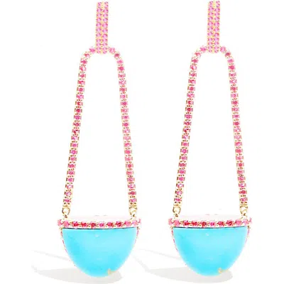 Campbell + Charlotte Found Cap Chandelier Earring With Stone In Pink