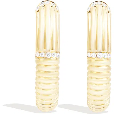 Campbell + Charlotte Found Ribbed Oval Hoop Earring In Gold