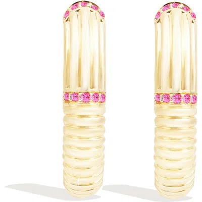 Campbell + Charlotte Found Ribbed Oval Hoop Earring In Multi