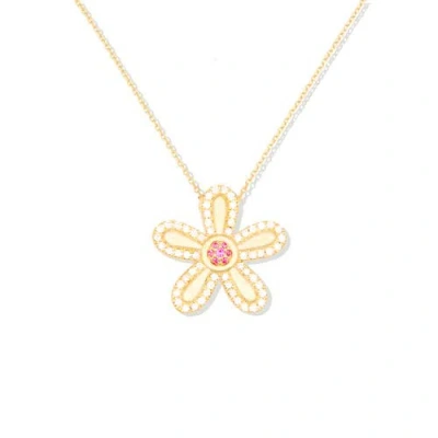 Campbell + Charlotte Juju Flower Charm Necklace In Gold
