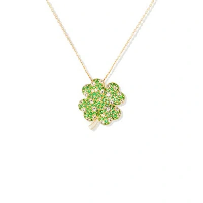 Campbell + Charlotte Juju Four Leaf Clover Charm Necklace In Gold